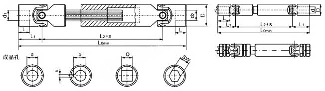 WSS可伸縮型十字萬向聯(lián)軸器結(jié)構(gòu)圖